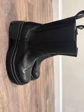 Halston Heritage Black Lace-Up Platform Lug Boots